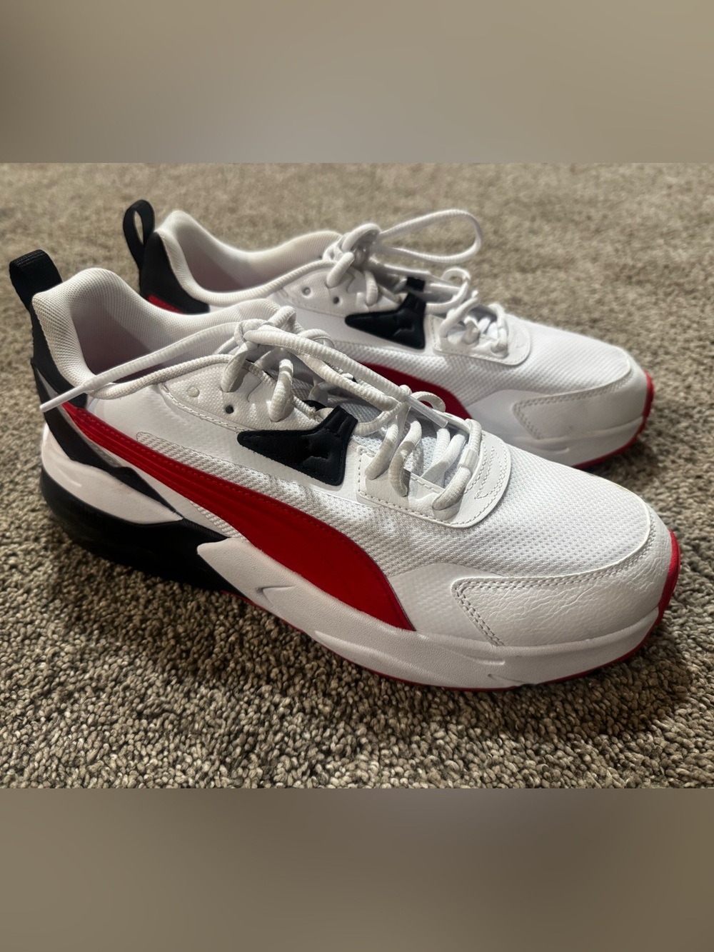 Puma White, Red & Black Low-Top Sneakers